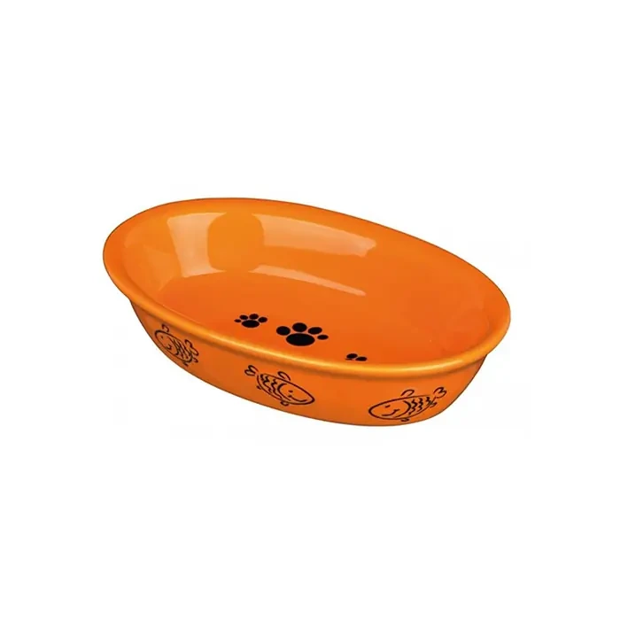 Keramikskål katt, oval, 0.2 l/15-10 cm bl. färger