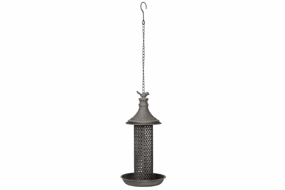 Fågelmatare Frö svart metall Ø19 x H31 cm