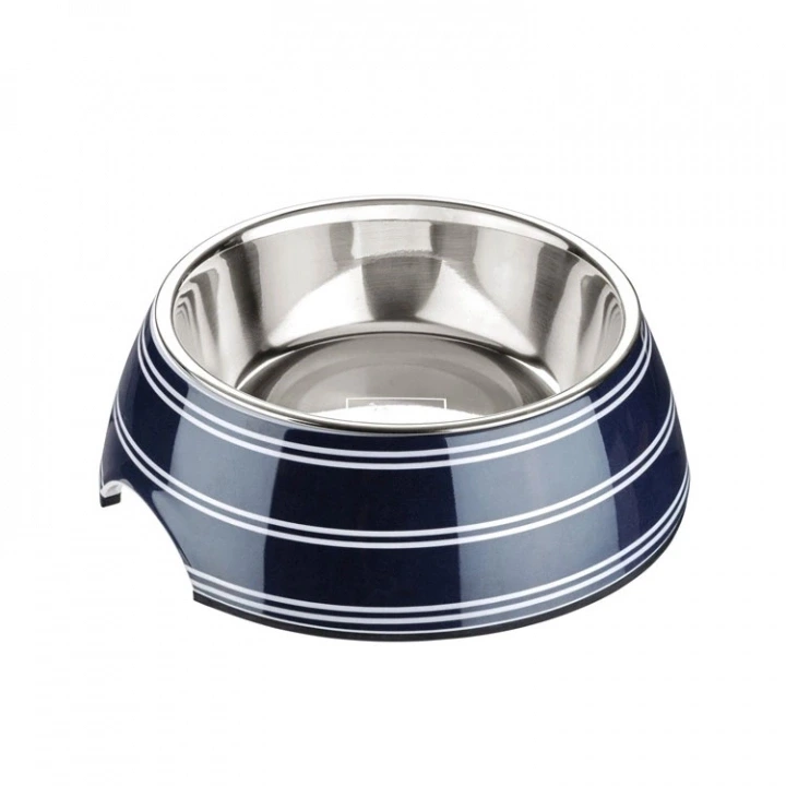 Hundskål Rostfri Invändig Vit/blå Prickig 1750ml