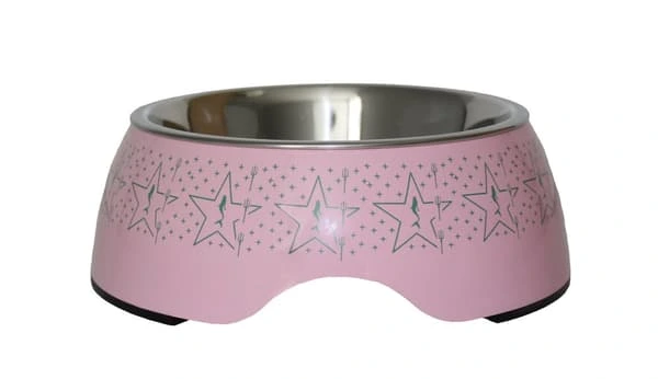 Hundskål Rostfri Rosa/mönstrad 950ml